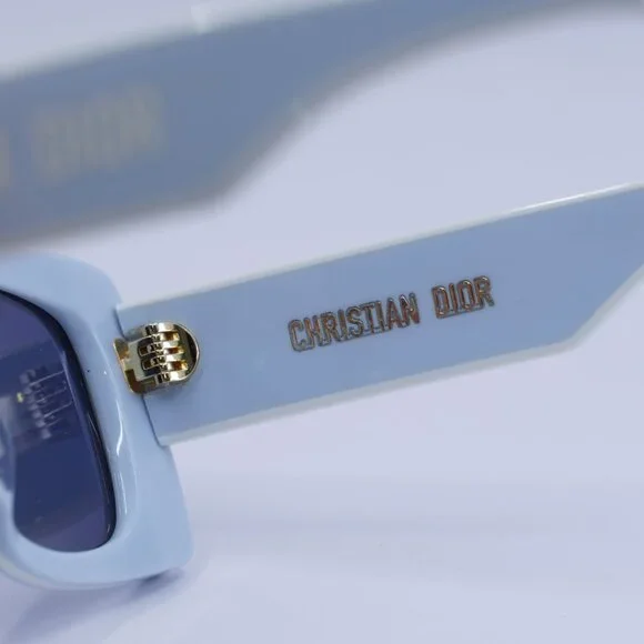 Dior DIORPACIFIC S1U 80B0 Sunglasses Shiny Blue/White Rectangle Frame, Blue Lens - Picture 9 of 11